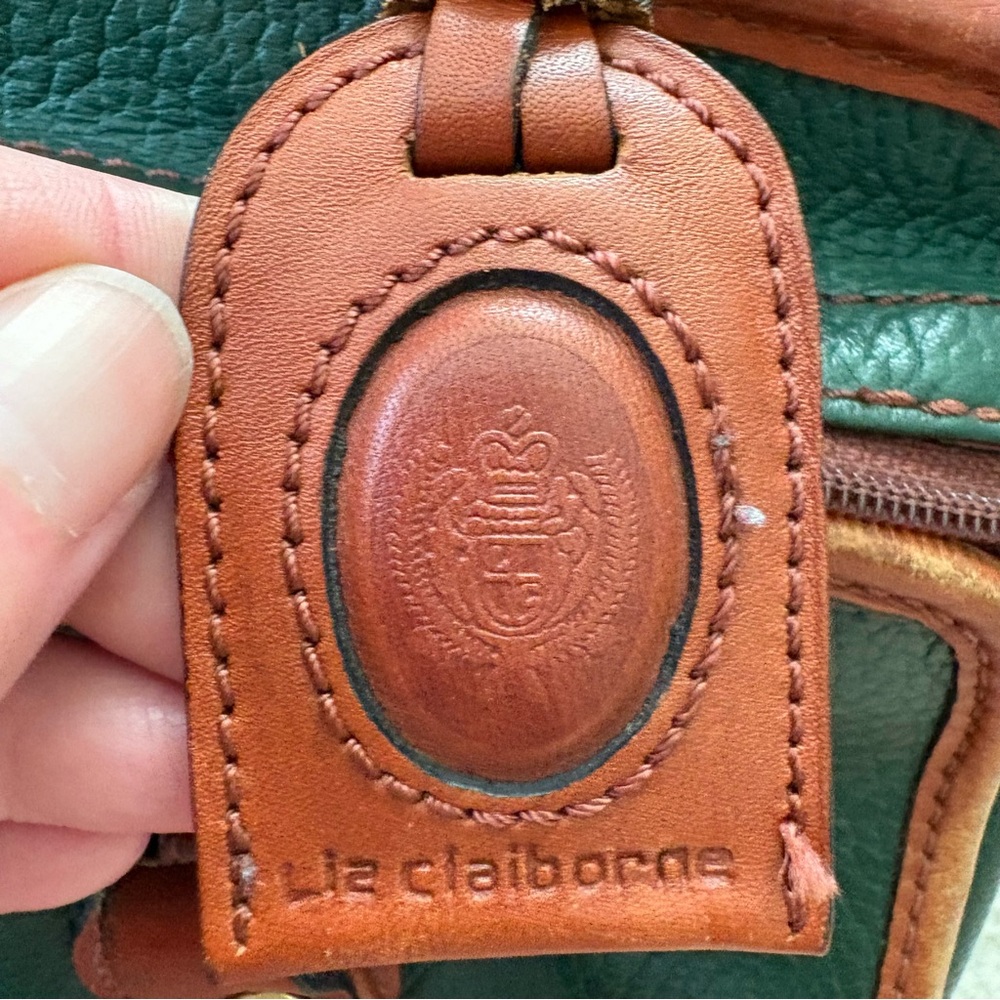 Vintage Liz Claiborne Green and Brown Leather Bag - Picture 15 of 16